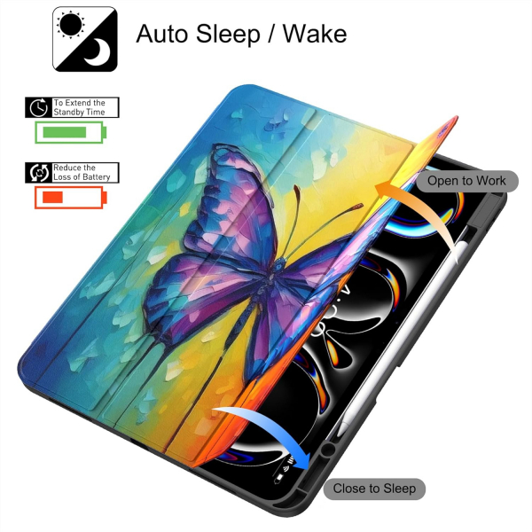 Soke Kalem Blmeli iPad Pro M4 Klf (13 in)-Butterfly