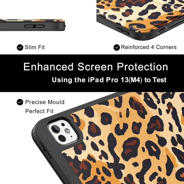 Soke Kalem Blmeli iPad Pro M4 Klf (13 in)-Leopard