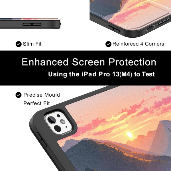 Soke Kalem Blmeli iPad Pro M4 Klf (13 in)-Pink Sunset 