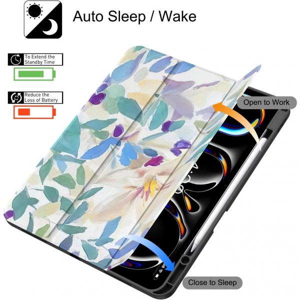 Soke Kalem Blmeli iPad Pro M4 Klf (13 in)-Lily