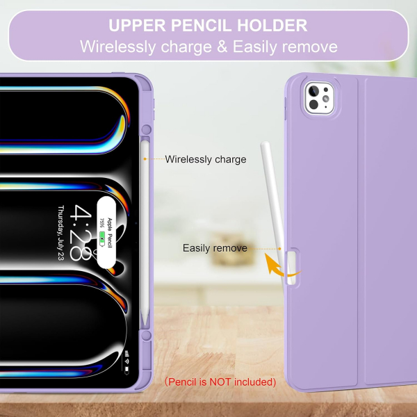Soke Kalem Blmeli iPad Pro M4 Klavyeli Klf (13 in)-Lilac