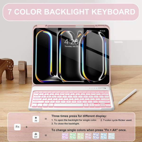 Soke Kalem Blmeli iPad Pro M4 Klavyeli Klf (13 in)-Dreamy Marble 
