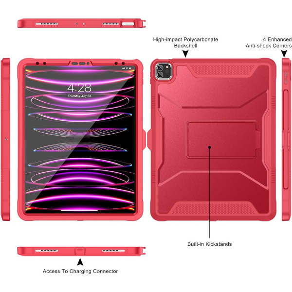 Soke Tam Korumal iPad Pro 6/5/4.Nesil Klf (12.9 in)-Wine Red