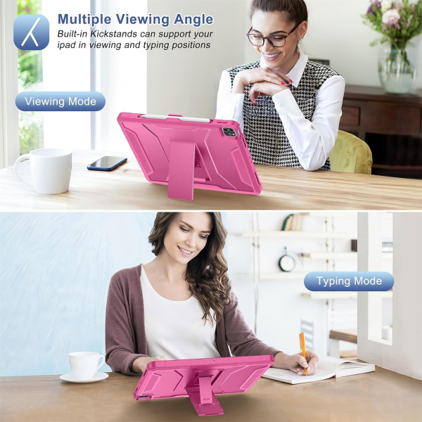 Soke Tam Korumal iPad Pro 6/5/4.Nesil Klf (12.9 in)-Hot Pink