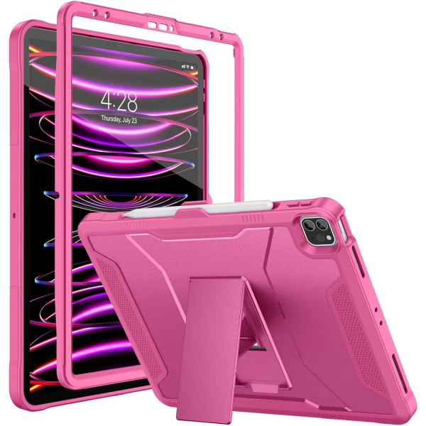 Soke Tam Korumal iPad Pro 6/5/4.Nesil Klf (12.9 in)-Hot Pink