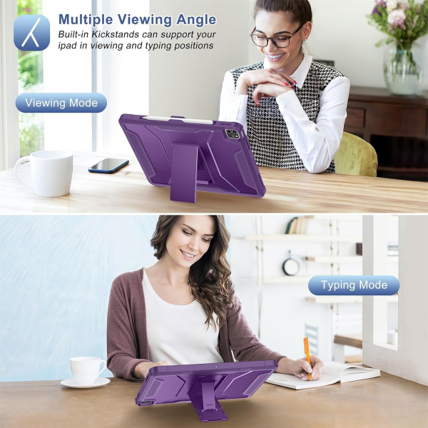 Soke Tam Korumal iPad Pro 6/5/4.Nesil Klf (12.9 in)-Dark Purple