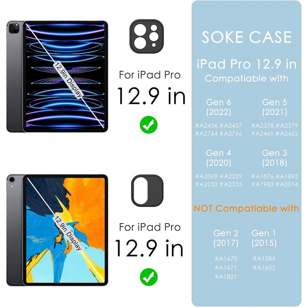 Soke Ultra Hybrid Serisi iPad Pro Klf (12.9 in)(6/5/4/3.Nesil)-Black