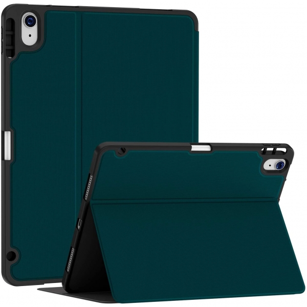 Soke iPad Air 4 Kalem Blmeli Klf (10.9 in)- Teal