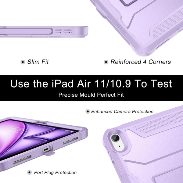 Soke iPad Air M2/M3 Tam Korumal Klf (11 in)-Violet