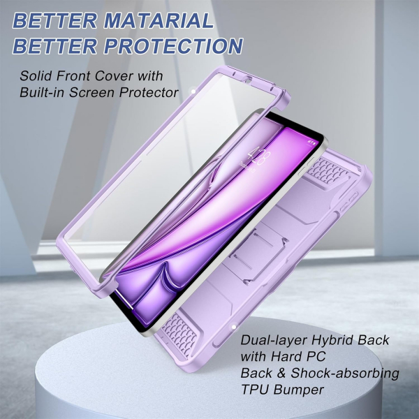 Soke iPad Air M2/M3 Tam Korumal Klf (11 in)-Violet