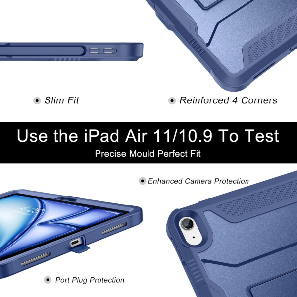 Soke iPad Air M2/M3 Tam Korumal Klf (11 in)-Navy
