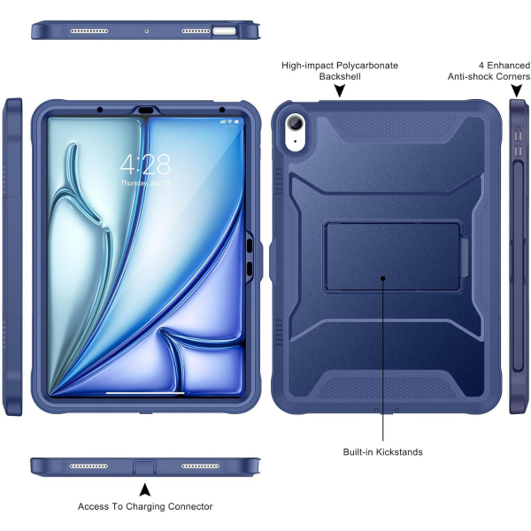 Soke iPad Air M2/M3 Tam Korumal Klf (11 in)-Navy