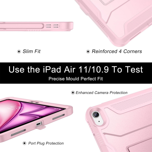 Soke iPad Air M2/M3 Tam Korumal Klf (11 in)-Pink