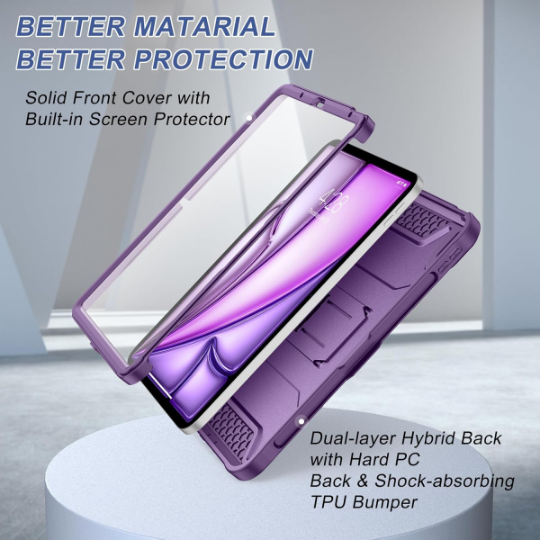 Soke iPad Air M2/M3 Tam Korumal Klf (11 in)-Purple