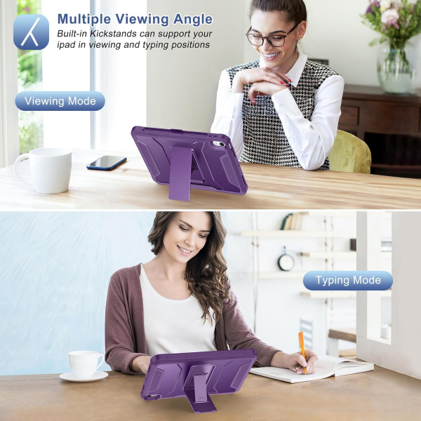 Soke iPad Air M2/M3 Tam Korumal Klf (11 in)-Purple