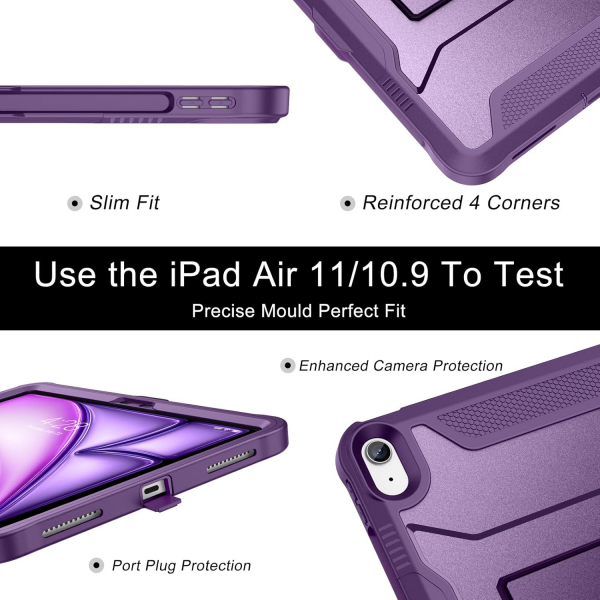Soke iPad Air M2/M3 Tam Korumal Klf (11 in)-Purple