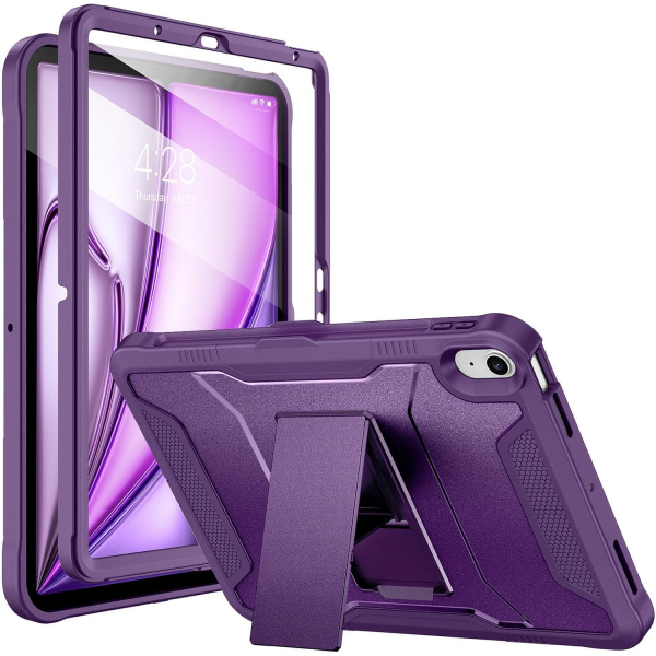 Soke iPad Air M2/M3 Tam Korumal Klf (11 in)-Purple