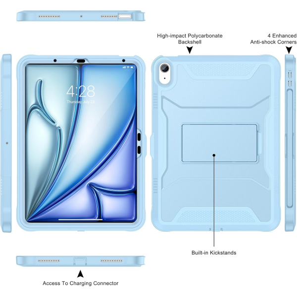 Soke iPad Air M2/M3 Tam Korumal Klf (11 in)-Sky Blue