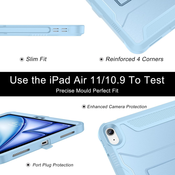 Soke iPad Air M2/M3 Tam Korumal Klf (11 in)-Sky Blue