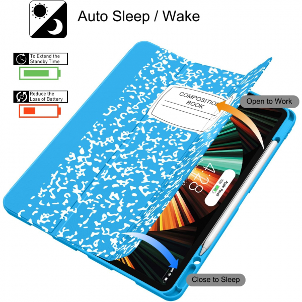 Soke Kalem Blmeli iPad Air Klf (13 in)-Blue