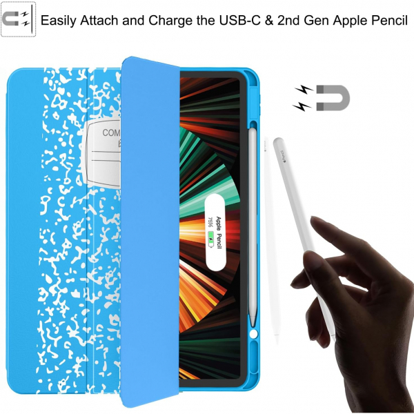 Soke Kalem Blmeli iPad Air Klf (13 in)-Blue