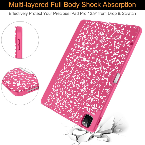 Soke Kalem Blmeli iPad Air Klf (13 in)-Hot Pink