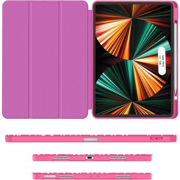 Soke Kalem Blmeli iPad Air Klf (13 in)-Hot Pink