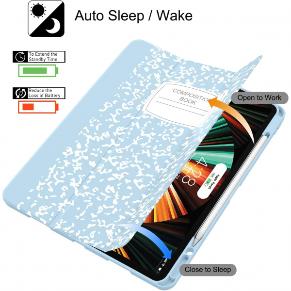 Soke Kalem Blmeli iPad Air Klf (13 in)-Ice Blue