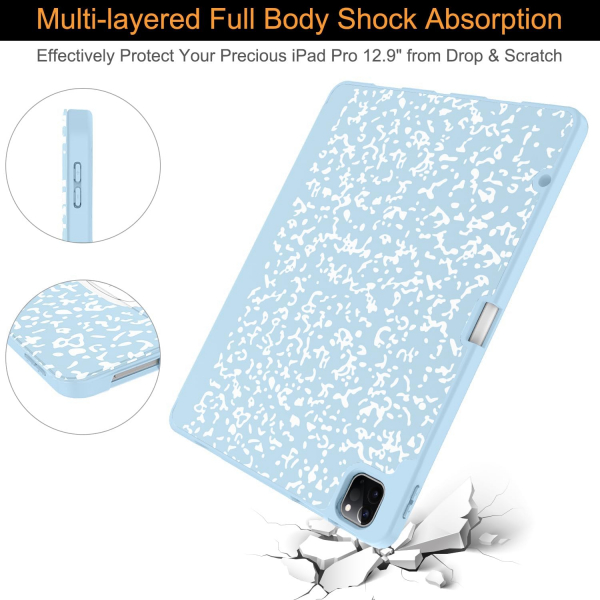 Soke Kalem Blmeli iPad Air Klf (13 in)-Ice Blue
