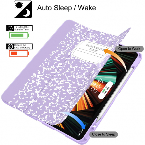 Soke Kalem Blmeli iPad Air Klf (13 in)-Lilac