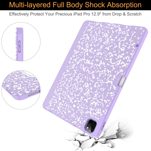 Soke Kalem Blmeli iPad Air Klf (13 in)-Lilac