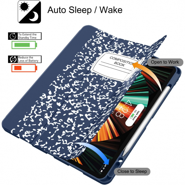 Soke Kalem Blmeli iPad Air Klf (13 in)-Navy
