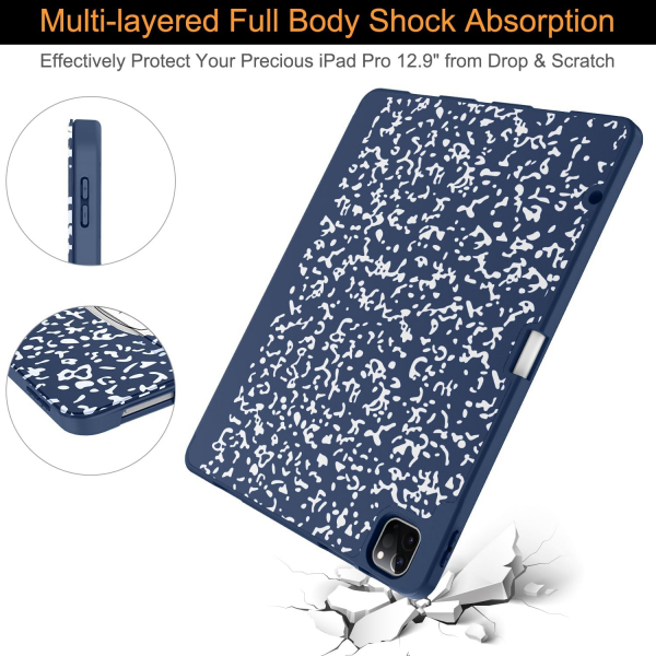Soke Kalem Blmeli iPad Air Klf (13 in)-Navy