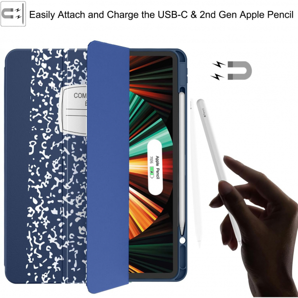 Soke Kalem Blmeli iPad Air Klf (13 in)-Navy