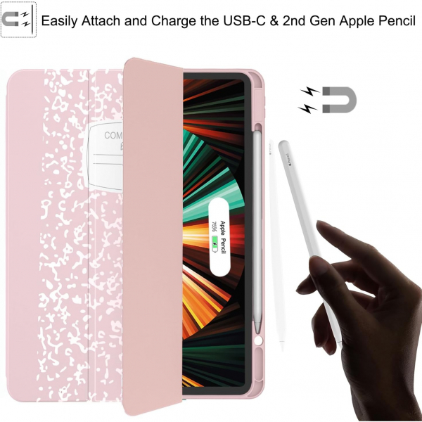 Soke Kalem Blmeli iPad Air Klf (13 in)-Pink