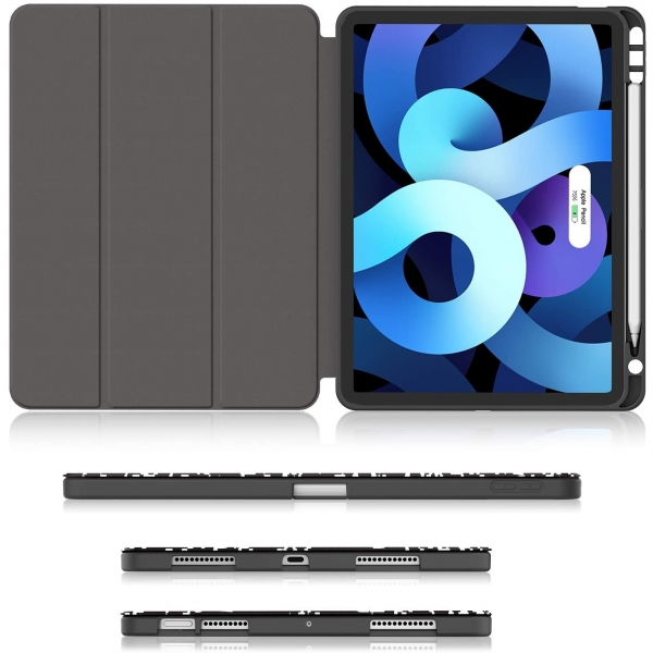 Soke iPad Air 4 Kalem Blmeli Klf (10.9 in)