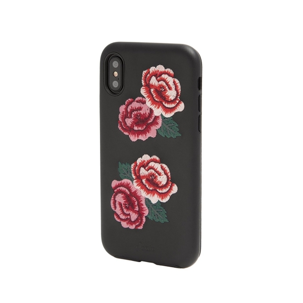 Sonix Apple iPhone X Deri Klf ve Cam Ekran Koruyucu (MIL-STD-810G)-Flora