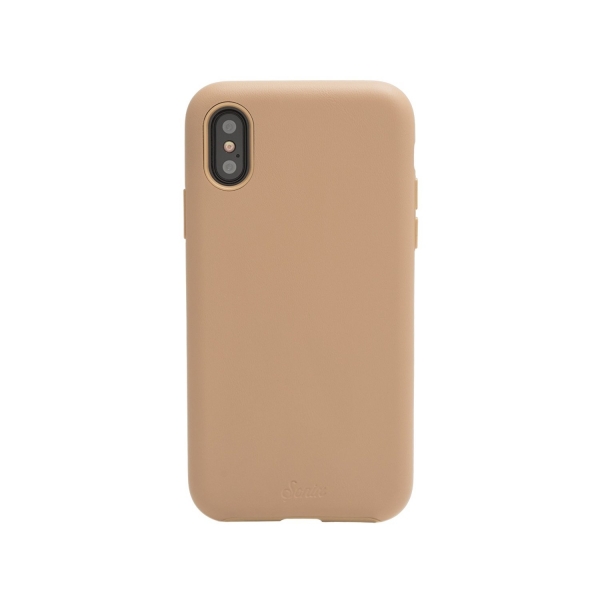 Sonix Apple iPhone X Deri Klf ve Cam Ekran Koruyucu (MIL-STD-810G)-Tan