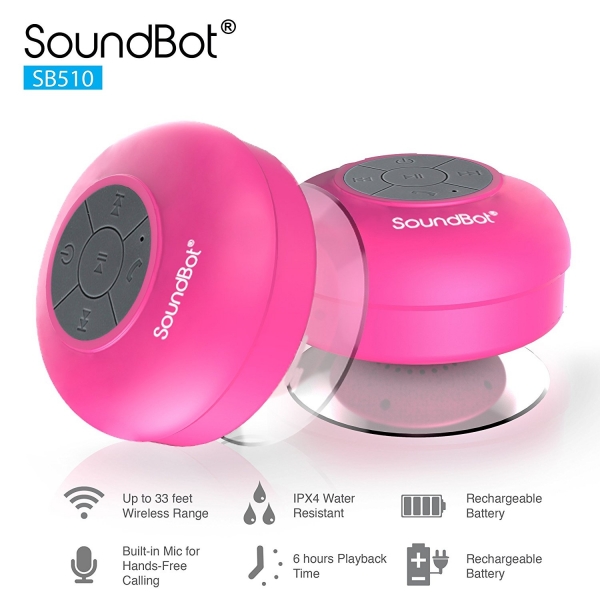 SoundBot SB510 Bluetooth 3.0 Su Geirmez Hoparlr-Pink