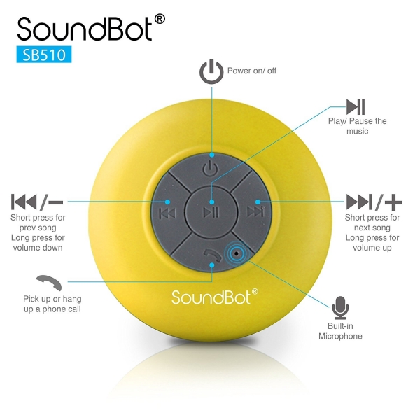 SoundBot SB510 Bluetooth 3.0 Su Geirmez Hoparlr-Yellow