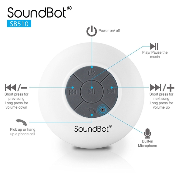 SoundBot SB510 Bluetooth 3.0 Su Geirmez Hoparlr-White