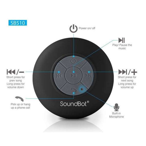 SoundBot SB510 Bluetooth 3.0 Su Geirmez Hoparlr-Black