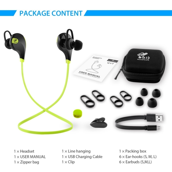 SoundPEATS QY7 Bluetooth Kulak i Kulaklk-Green