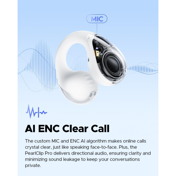 SoundPEATS PearlClip Pro Kablosuz Kulak i Kulaklk-White