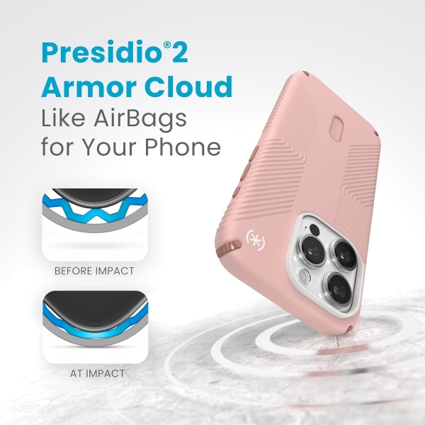 Speck Apple iPhone 15 Pro Presidio2 Grip Serisi Klf (MIL-STD-810G)-Pink