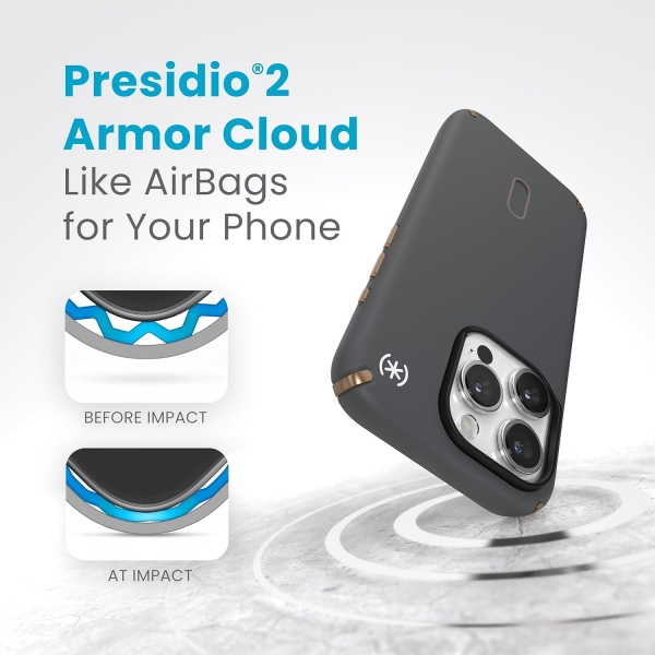 Speck Apple iPhone 15 Pro Presidio2 Pro Grip Serisi Klf (MIL-STD-810G)-Grey