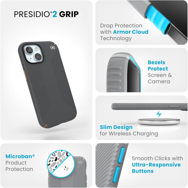 Speck Apple iPhone 16e Presidio2 Grip Klf-Charcoal Grey
