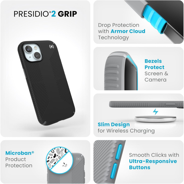 Speck Apple iPhone 16e Presidio2 Grip Klf-Black Slate Grey