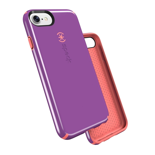 Speck Products iPhone 8 CandyShell Klf (MIL-STD-810G)-Revolution Purple Warning Orange