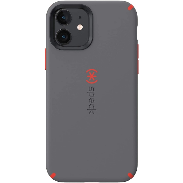 Speck iPhone 12 CandyShell Pro Serisi Klf (MIL-STD-810G)-Moody Grey/Turbo Red